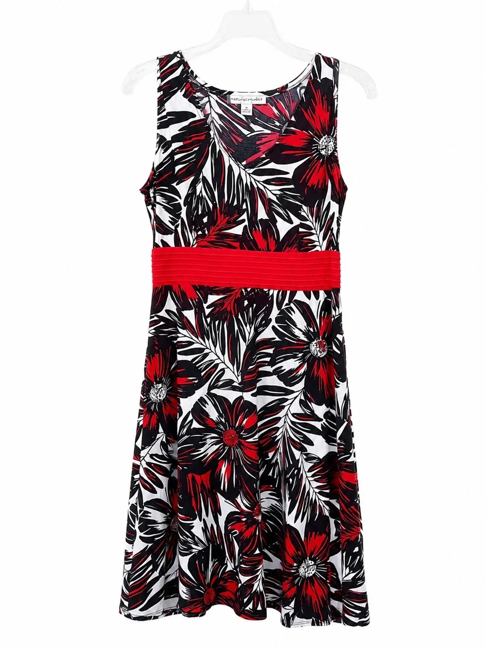 Danny & Nicole Red, Black & White Floral Midi Dress